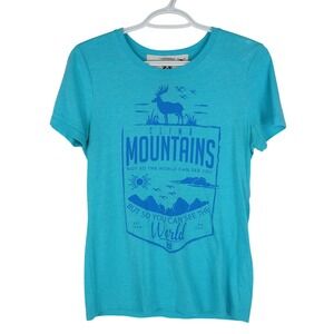 Be Oregon Adventure Awaits Graphic T-Shirt Turquoise Blue Womens Large L